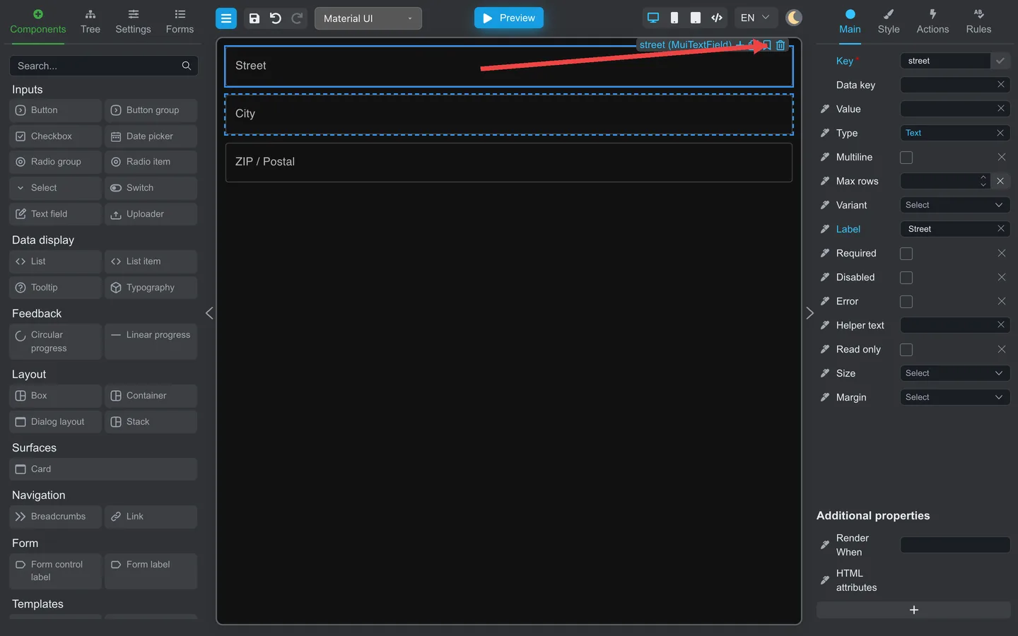 Floating toolbar on multi-selected fields with an arrow pointing at the preset bookmark button.