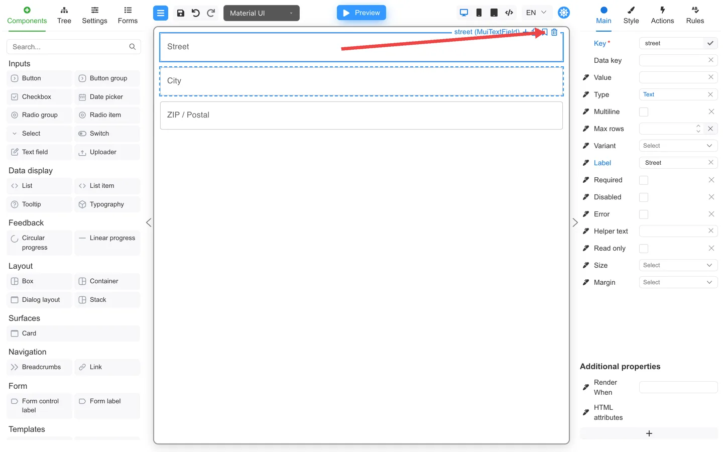 Floating toolbar on multi-selected fields with an arrow pointing at the preset bookmark button.