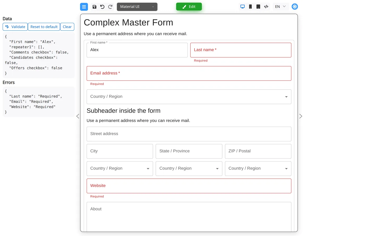 Preview mode on a narrow mobile width.