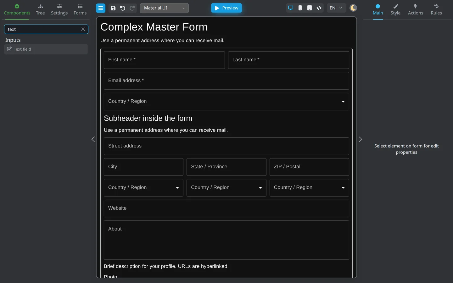 Search in the Components palette.
