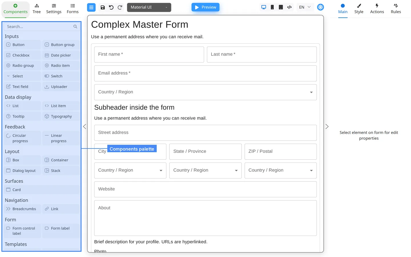 Components tab in the left panel.